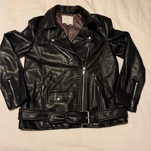 Vintage Anthropologie Oversized Black Leather Jacket